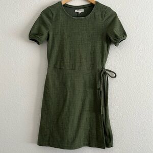 Madewell Green wrap dress with tie detail - Size XXS - puffed sleeves